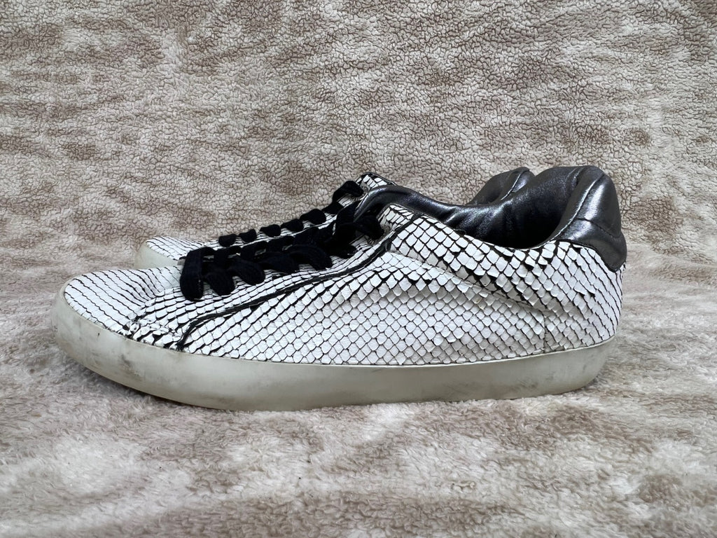 🐍Zadig & Voltaire White Leather Snakeskin Sneakers shoes EU 40  US 9 WOMENS🐍