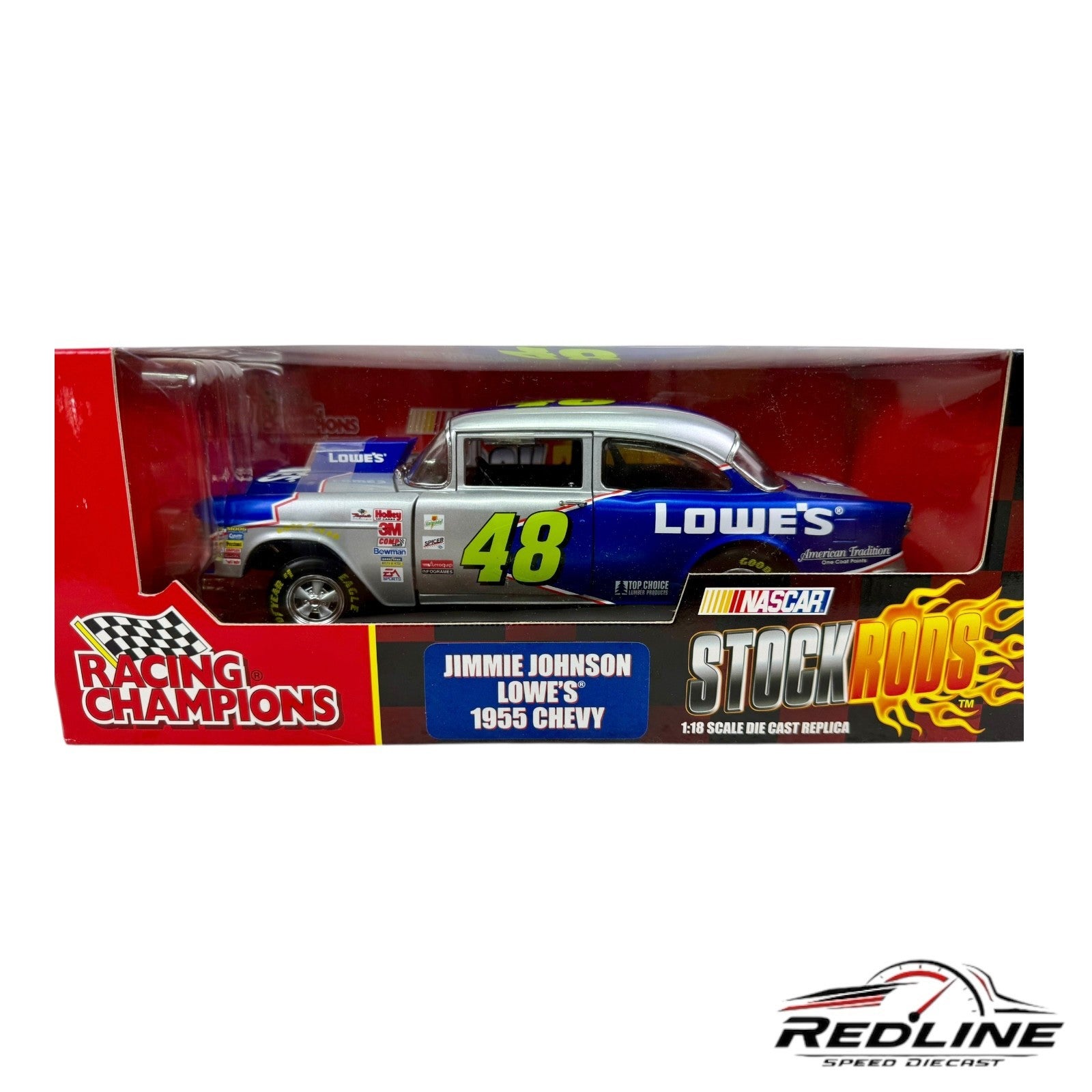 🏁Racing Chamions Jimmie Johnson Lowe's 1955 Chevy Stock Rods 1:18 C3🏁