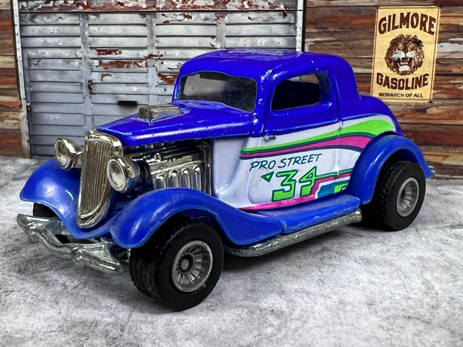 🔥🔥Hot Wheels 34 Pro Street Ford Coupe Cal Custom Blue Real Riders 1979 C1🔥🔥