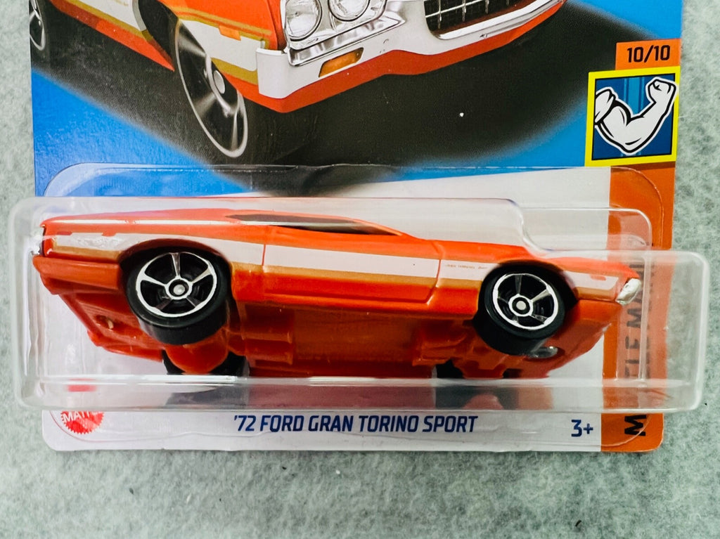 🔥🔥🔥Hot Wheels  Orange '72 Ford Gran Torino Sport Muscle Mania H24🔥🔥🔥
