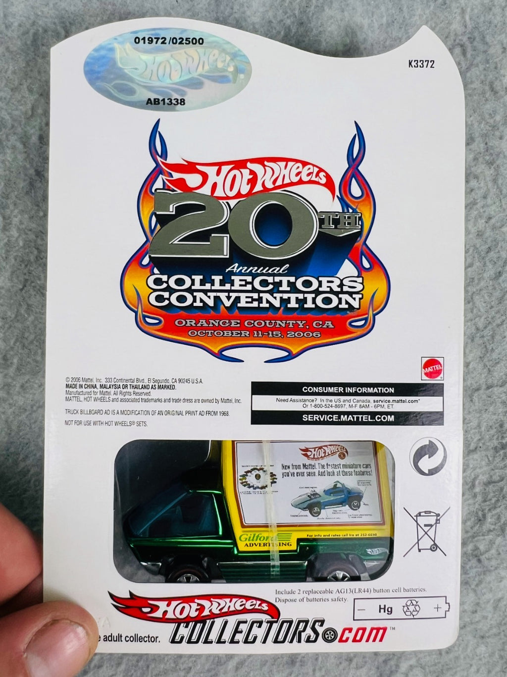 🔥🔥🔥Hot Wheels 20th Annual Collectors Convention Billboard Truck H29🔥🔥🔥