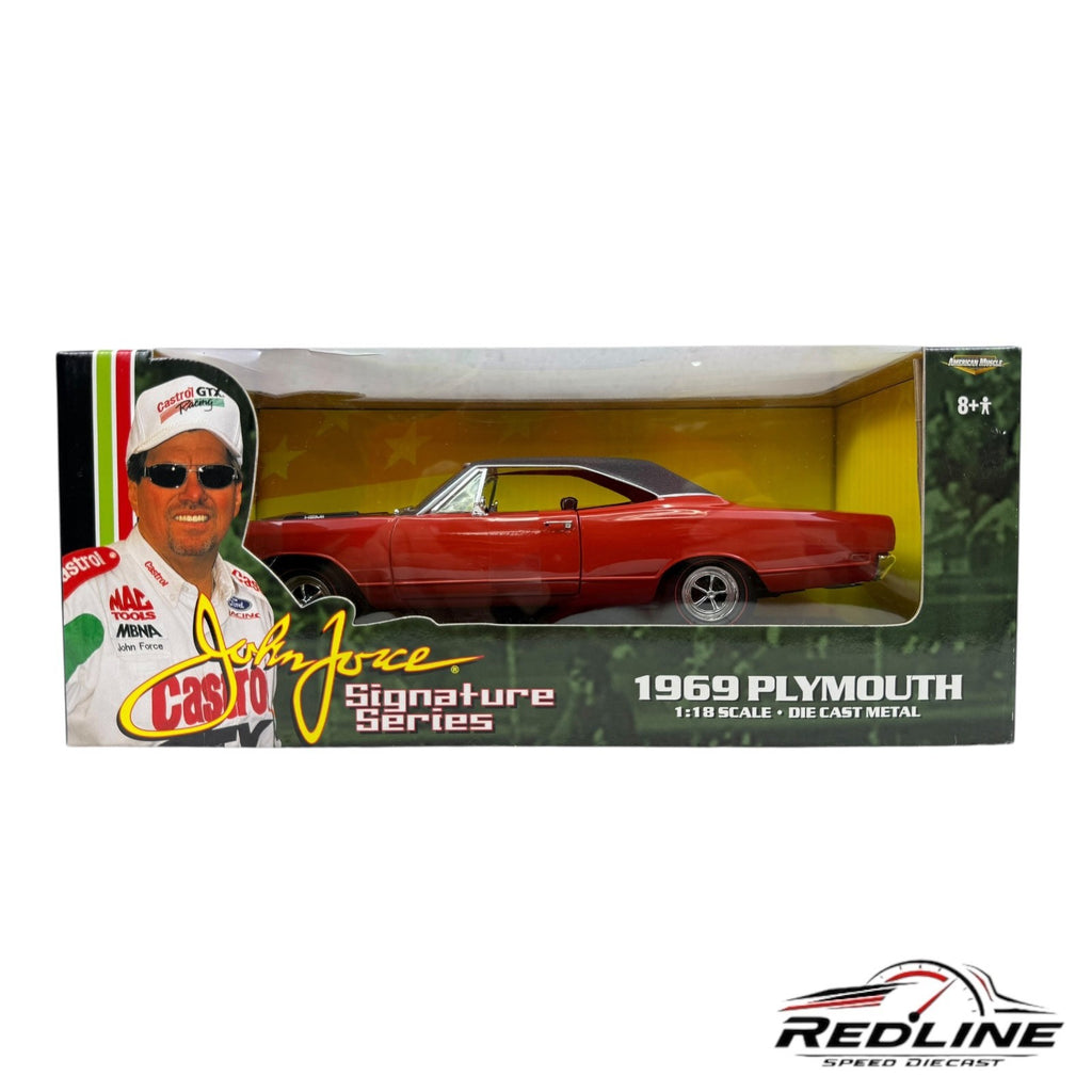 🔥🔥Ertl American Muscle John Force 1969 PLYMOUTH Red 1:18 HW🔥🔥