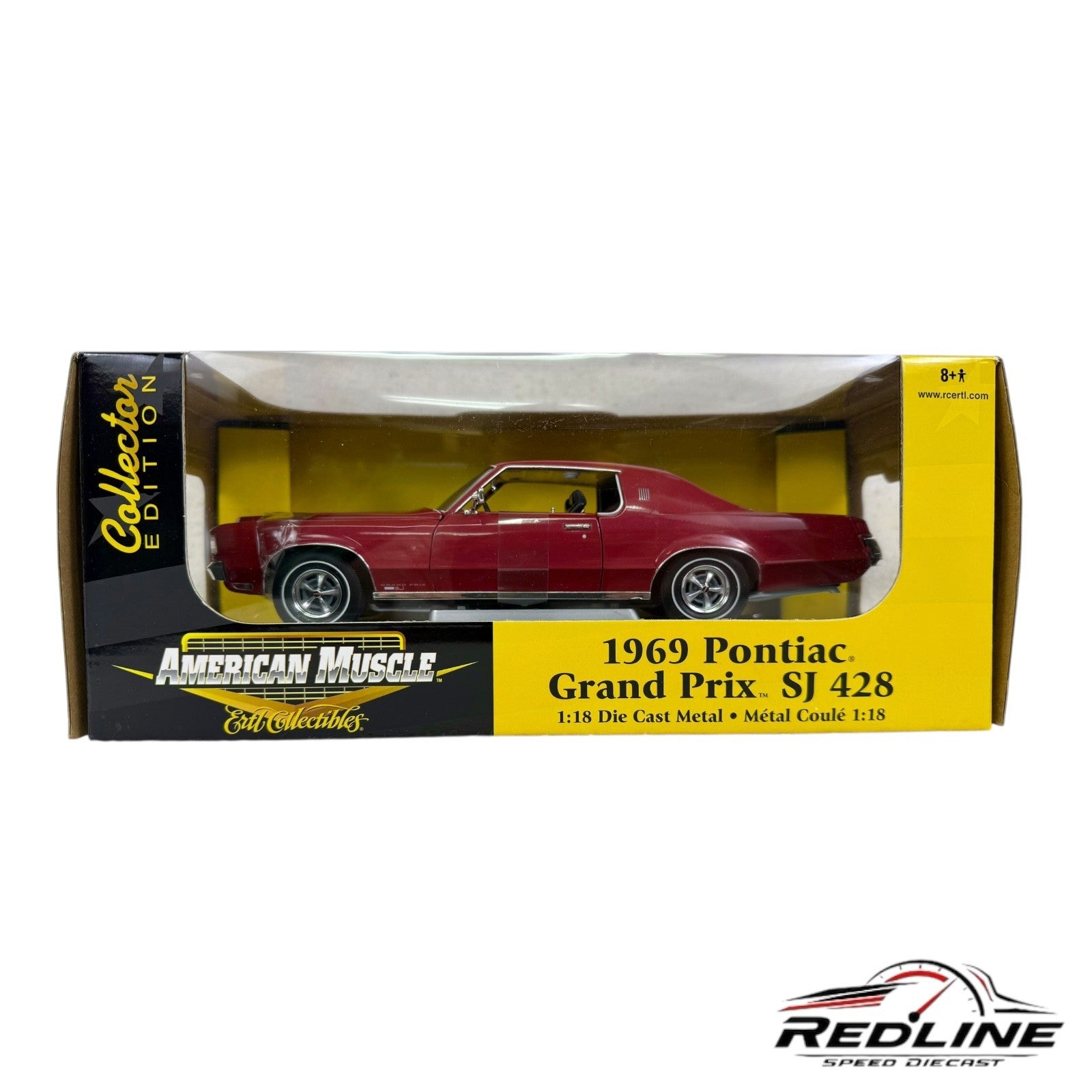 🇺🇸ERTL American Muscle 1969 Pontiac Grand Prix SJ 428 Maroon 1:18 C3🇺🇸