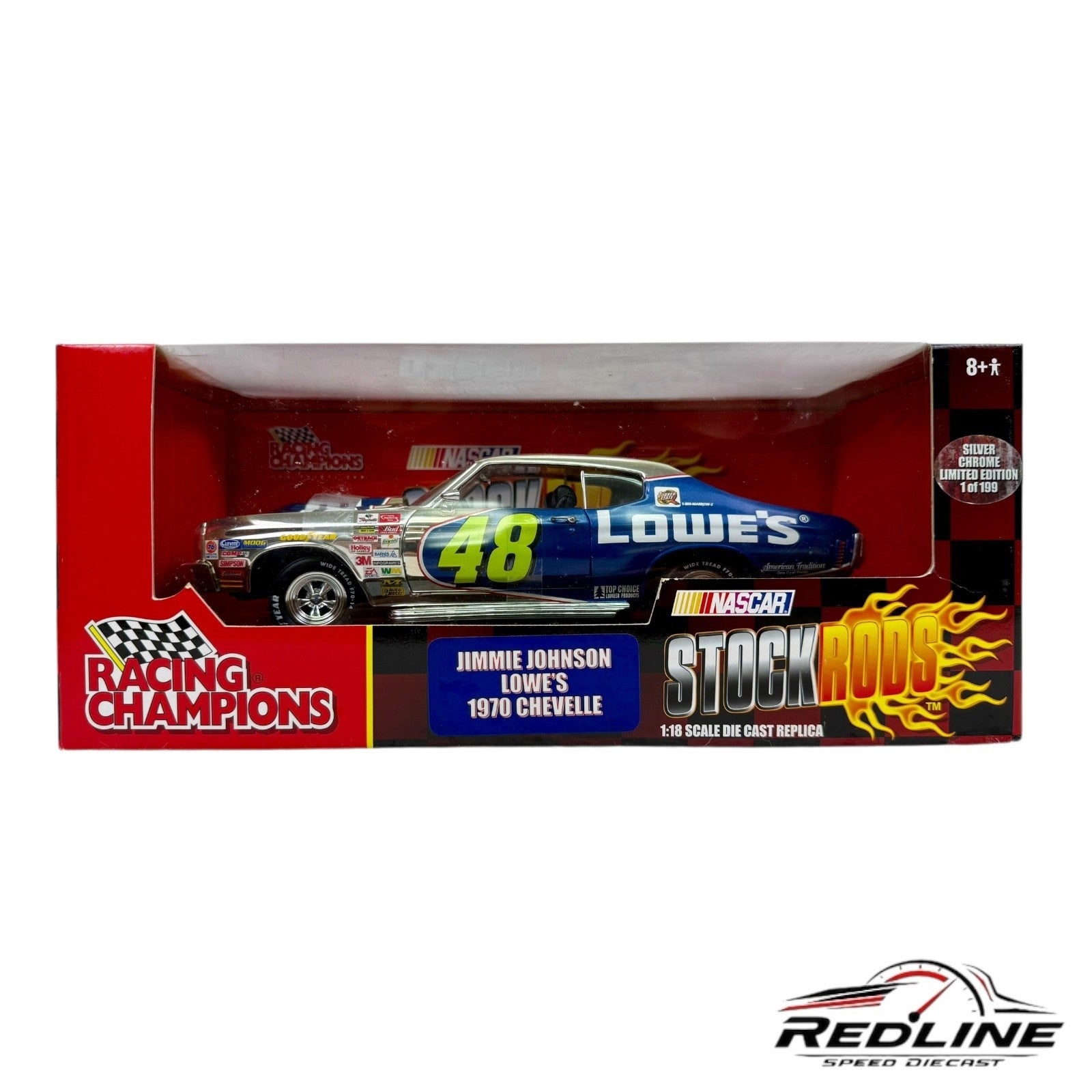🏁Racing Champions Jimmie Johnson #48 Lowes 1970 Chevelle Chrome 1/199 1:18 C3🏁