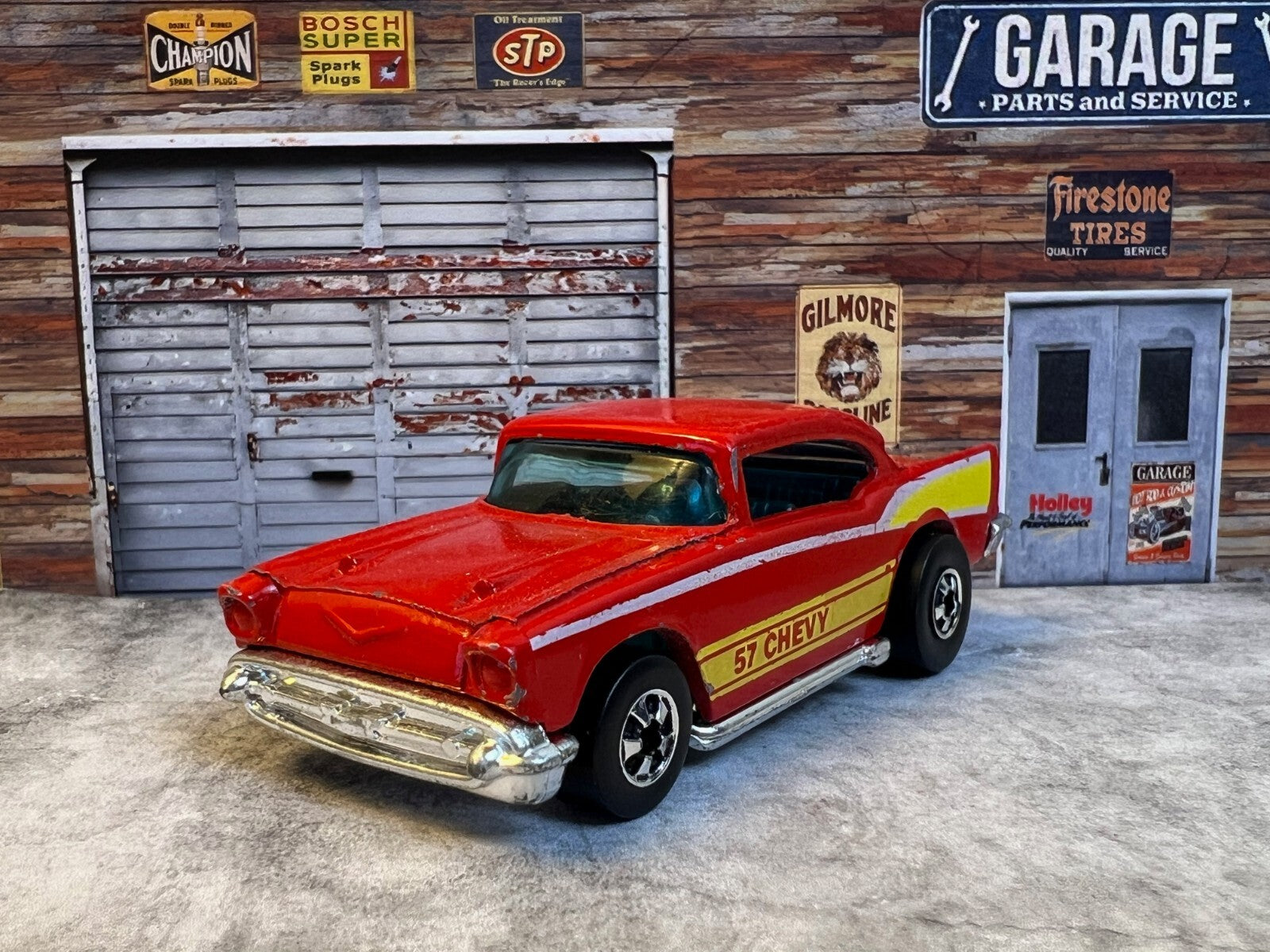 🇺🇸 Hot Wheels '57 Chevy Red Blackwalls 1957 Chevrolet Hong Kong  1976 C5🇺🇸
