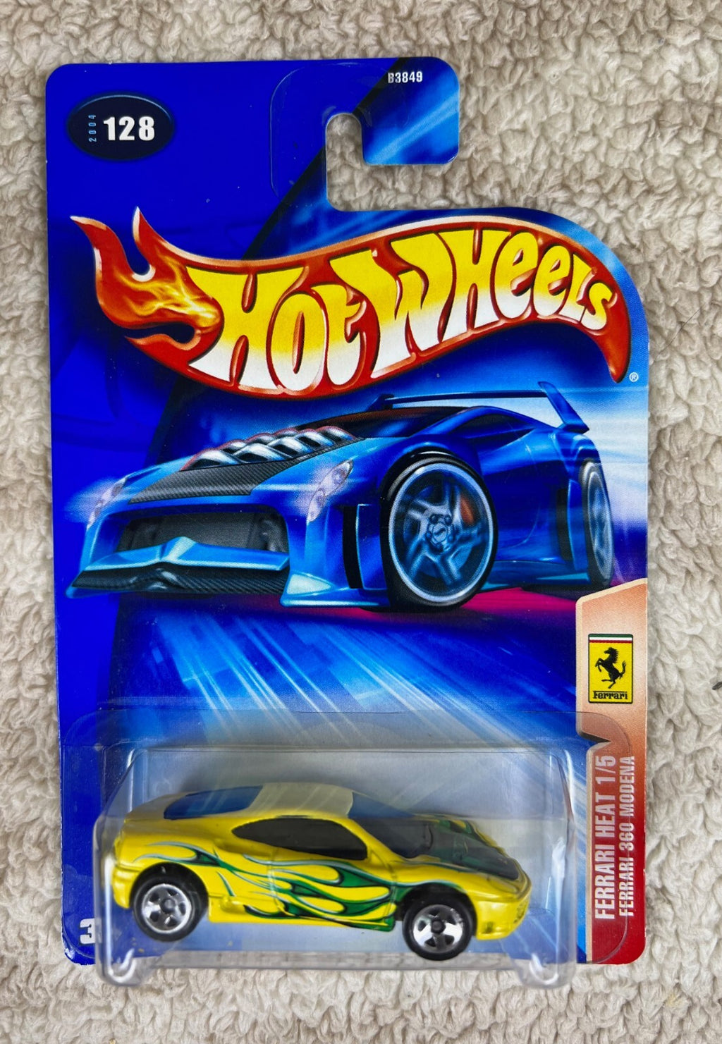 🇮🇹🇮🇹2004 HOT WHEELS YELLOW FERRARI 360 MODENA FERRARI HEAT 1/5 #128 HW06🇮🇹
