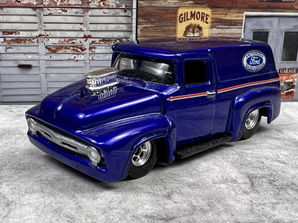 🔥Hot Wheels 100% Petersen's Custom Classic Trucks '56 Ford Real Riders Blue C19