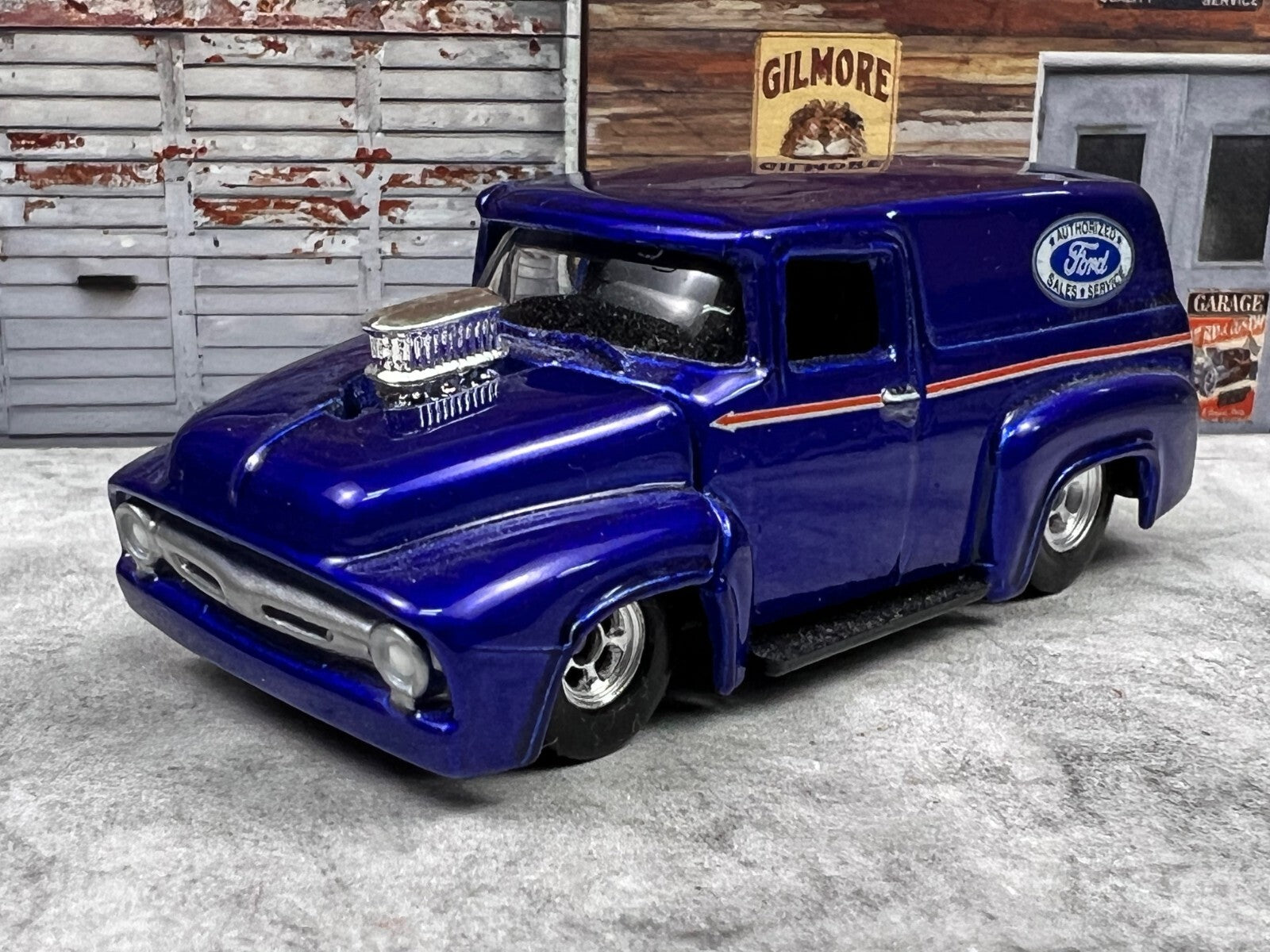 🔥Hot Wheels 100% Petersen's Custom Classic Trucks '56 Ford Real Riders Blue C19