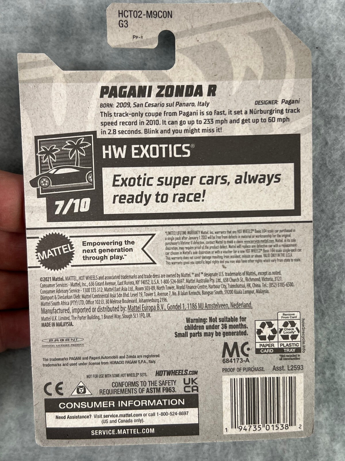 🇮🇹🇮🇹🇮🇹Hot Wheels Pagani Zonda R Black HW Exotics H24🇮🇹🇮🇹🇮🇹