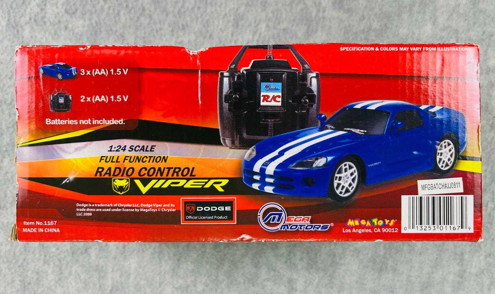 🇺🇸MEGA MOTORS Dodge Viper SRT-10 Radio Controlled 1:24Scale Car RED🇺🇸