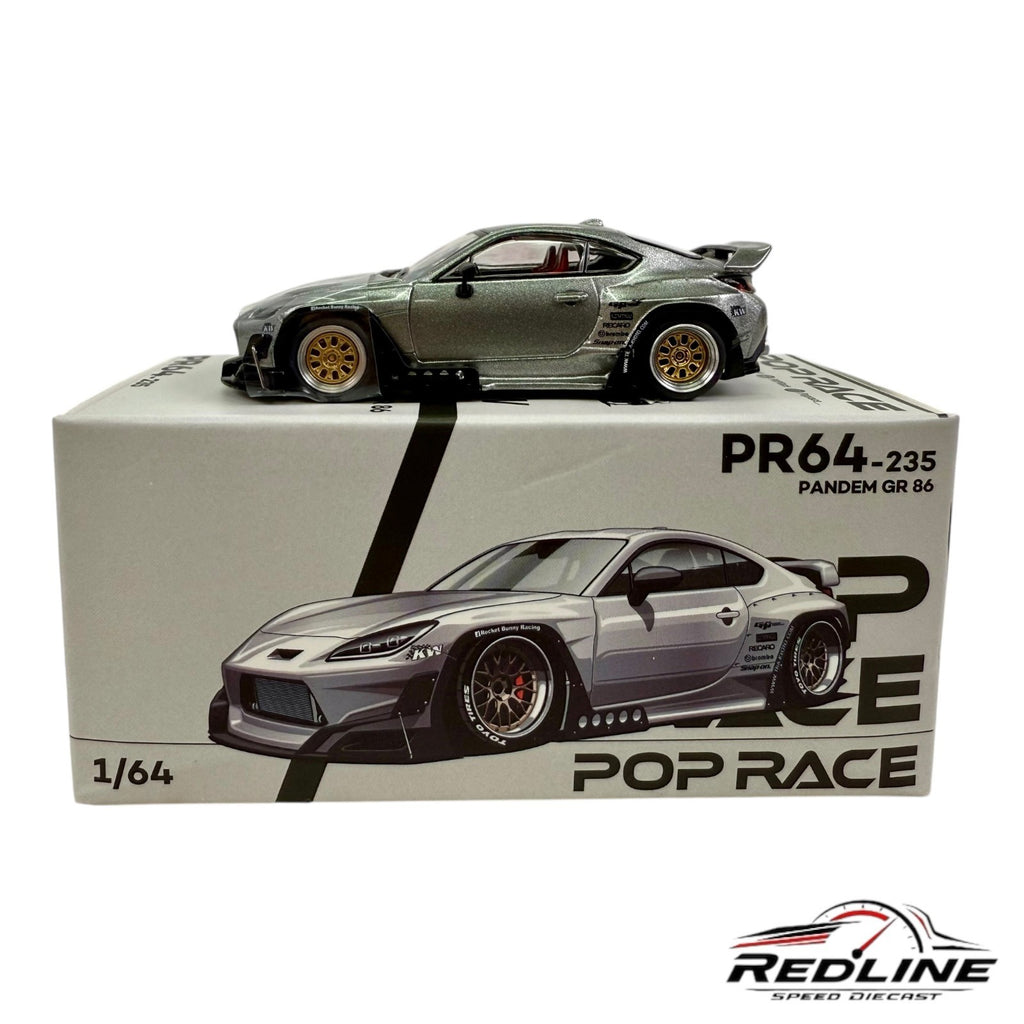 🎌🎌Pop Race Toyota Pandem GR 86 Silver 1:64 SEALED Scale Diecast Car H1🎌🎌
