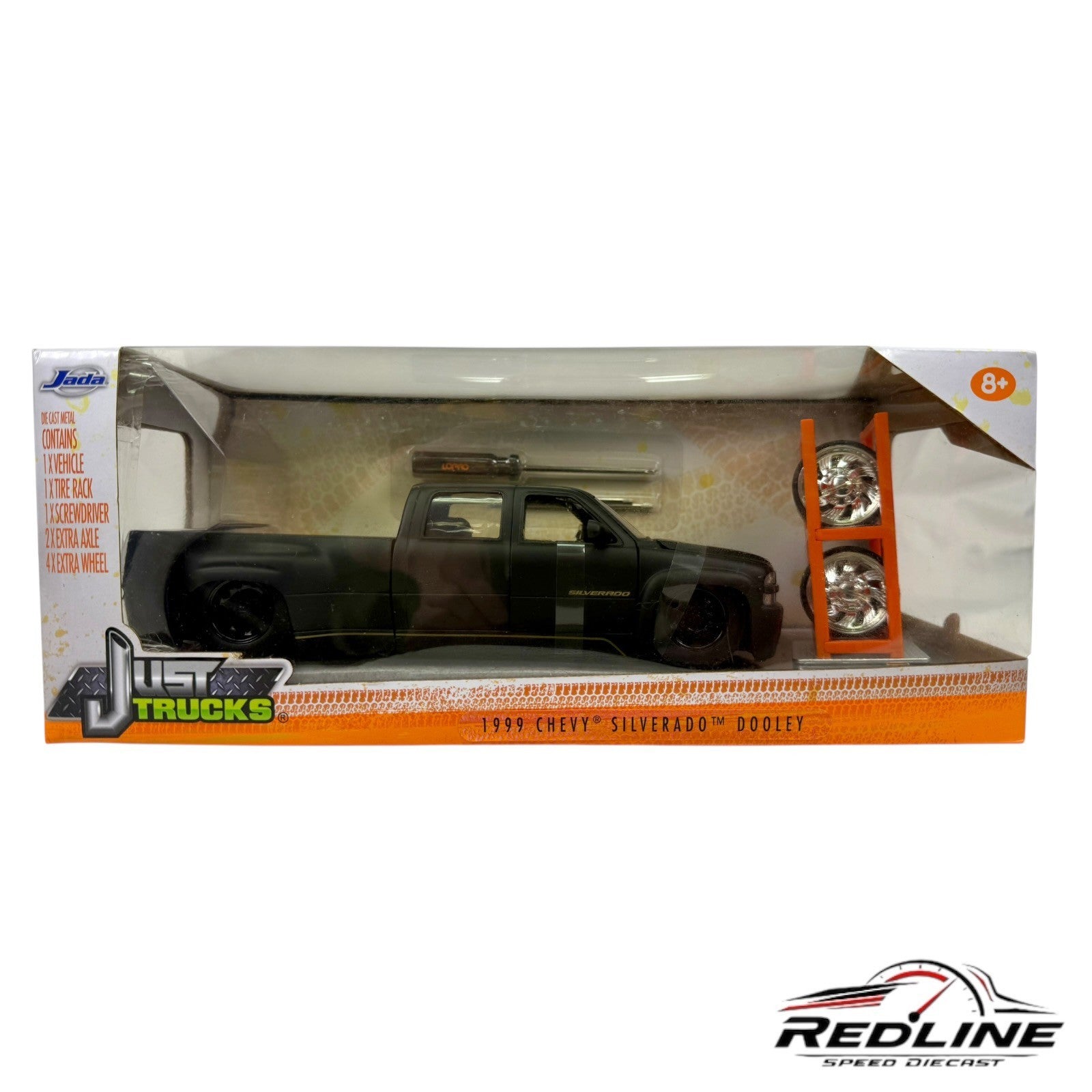 🇺🇸Jada Toys Just Trucks 1999 Chevy Silverado Dooley Flat Black 1:24🇺🇸