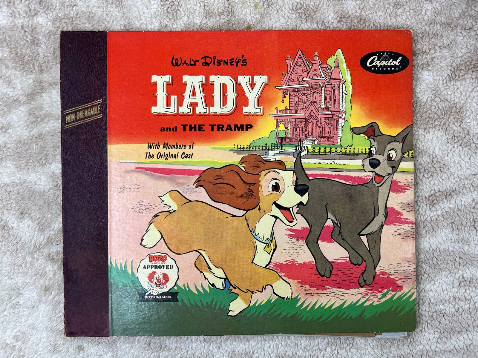 1954 WALT DISNEY'S LADY AND THE TRAMP CAPITOL RECORD READER (2) 78RPM + BOOK