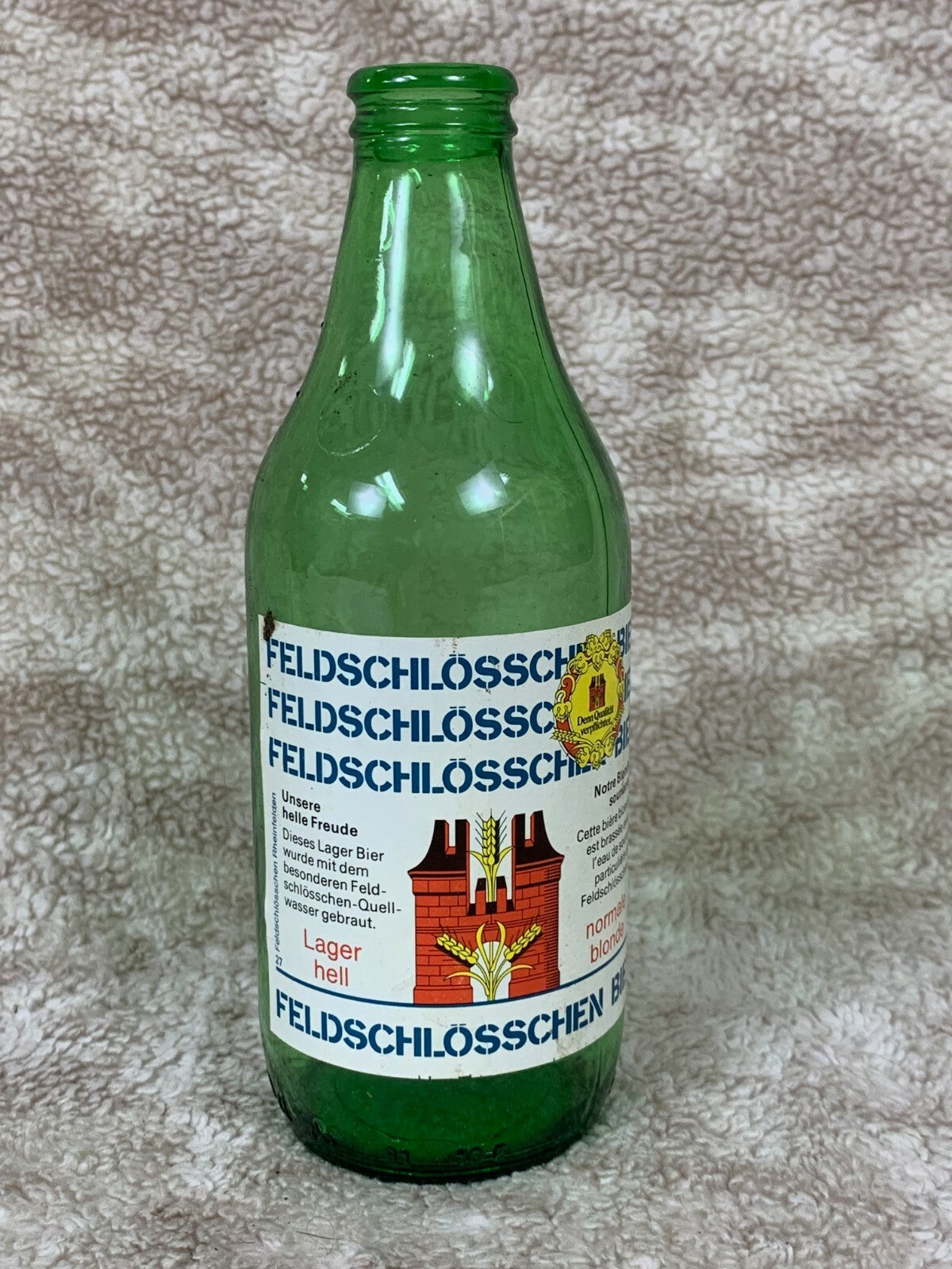 *****Vintage Feldschlosschen  Green Beer Bottle Glass Empty Barware BB01********