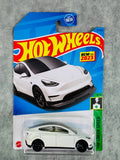 🔥🔥🔥Hotwheels Tesla Model Y White #37 Green Speed H24🔥🔥🔥