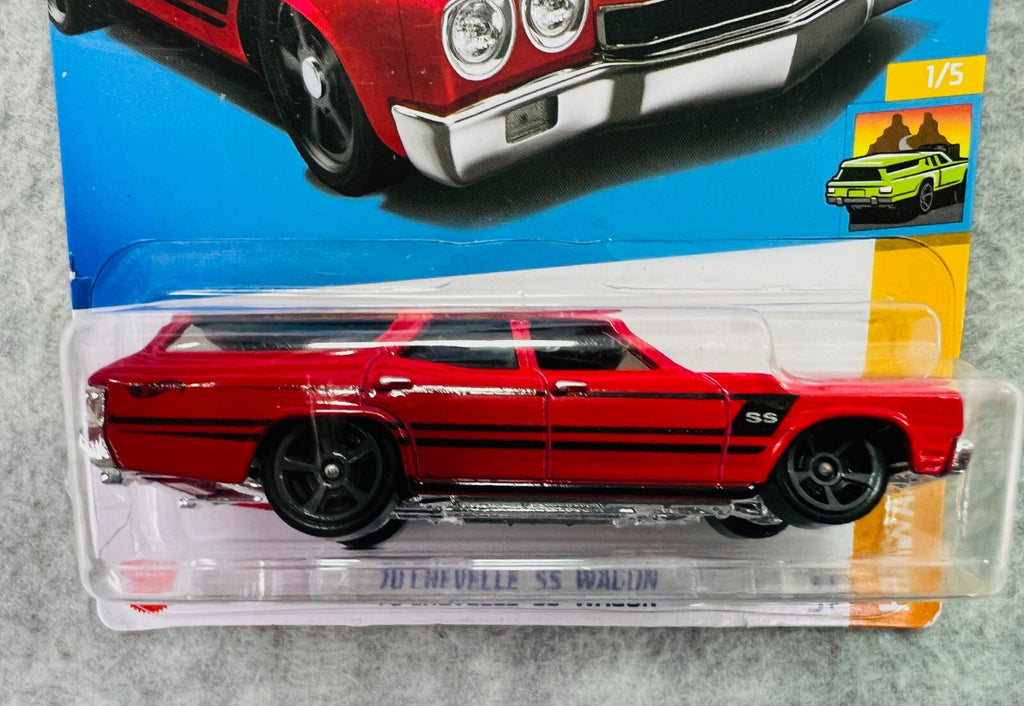 🇺🇸🇺🇸🇺🇸Hot Wheels HW WAGONS 1/5 '70 Chevelle SS Wagon Red H27🇺🇸🇺🇸🇺🇸