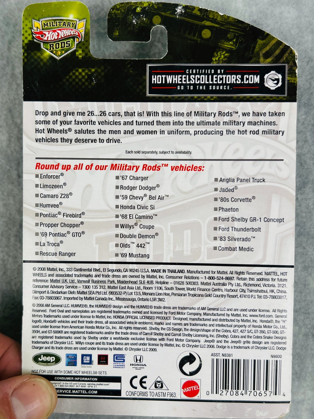🔥🔥🔥Hot Wheels Military Rods Enforcer 2008 1/26 H30🔥🔥🔥