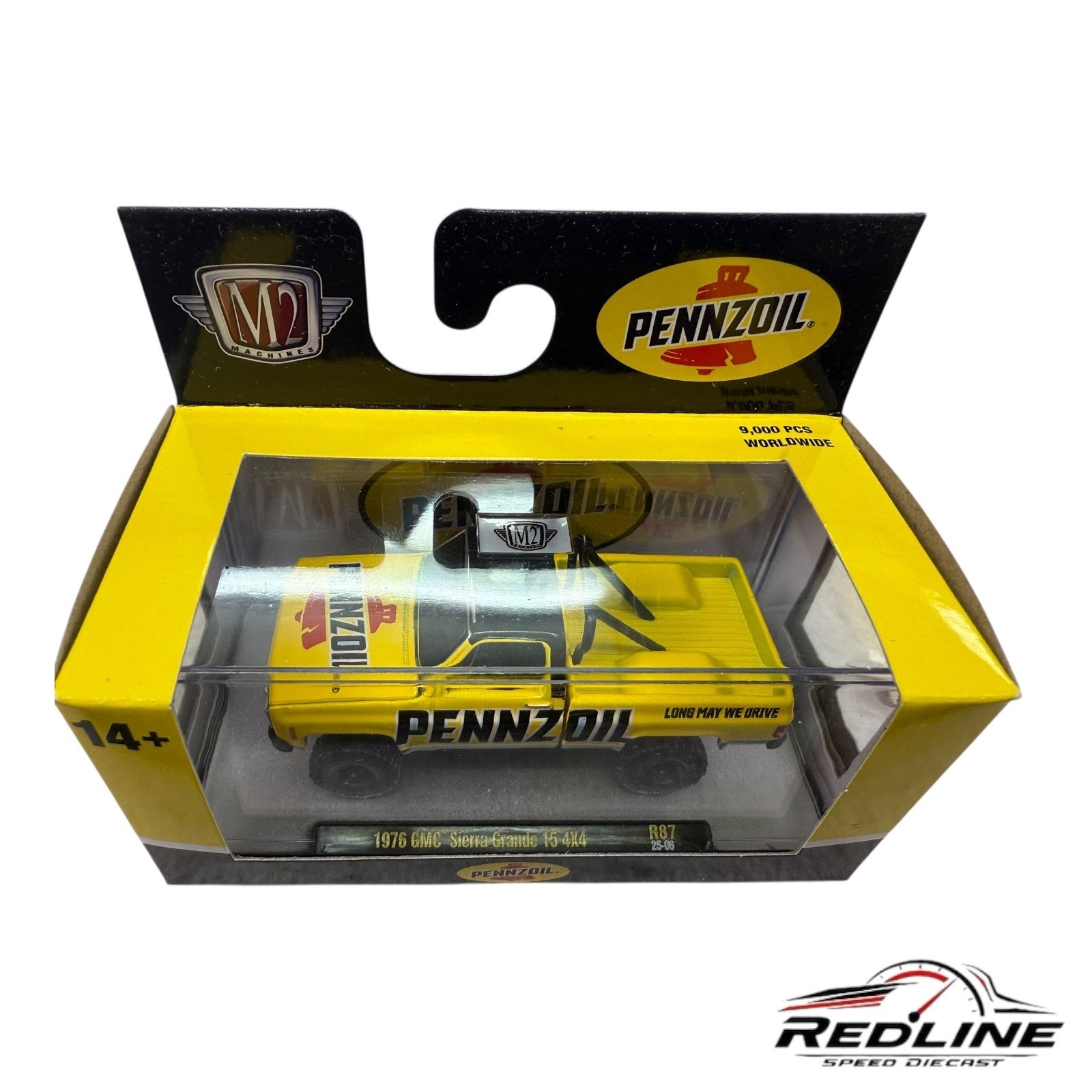 🇺🇸M2 Machines 1976 GMC Sierra Grande 15 4x4 R87 25-06 Pennzoil H36🇺🇸
