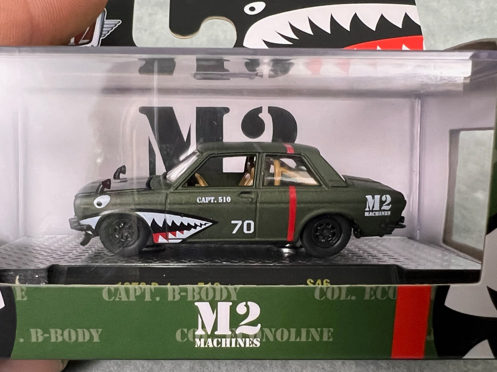 🎌🎌🎌M2 Machines Shark Mouth 1970 Datsun 510 S46 22-42 HW7🎌🎌🎌