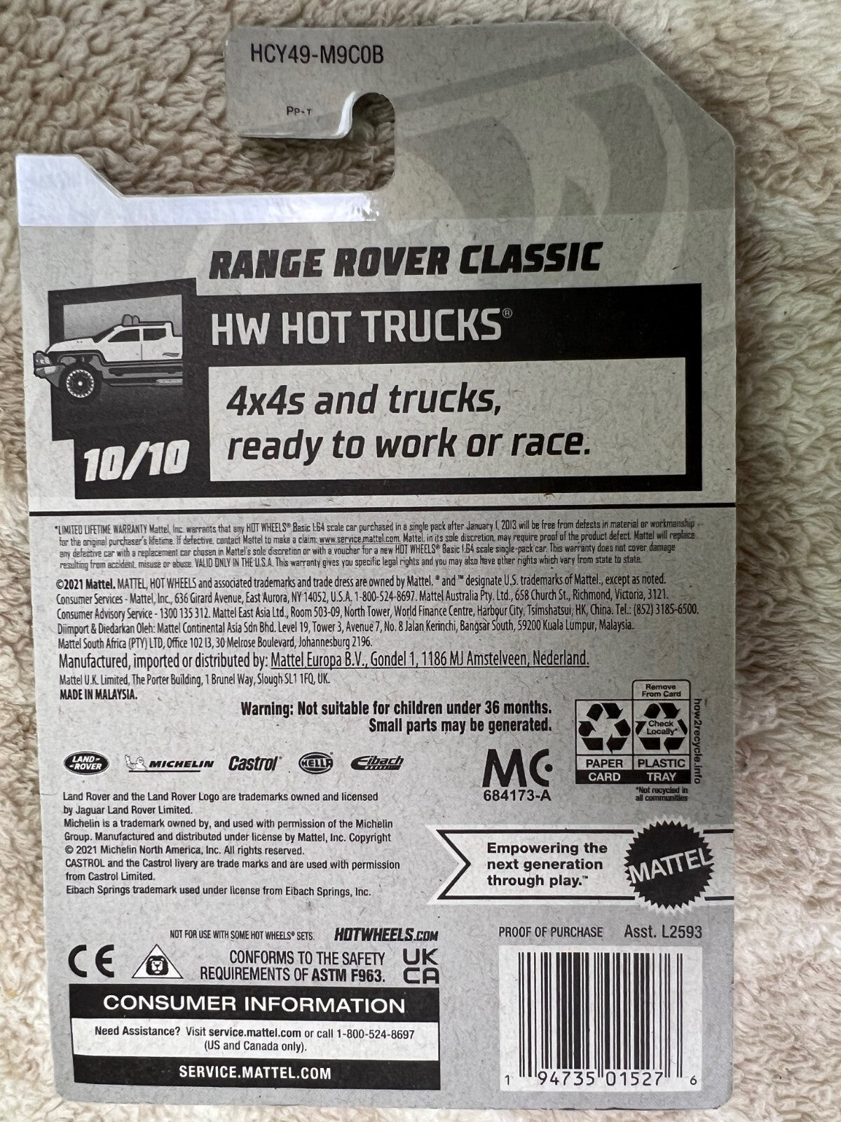 🔥🔥🔥Hotwheels Range Rover Classic Blue & White HW Hot Trucks HW18🔥🔥🔥