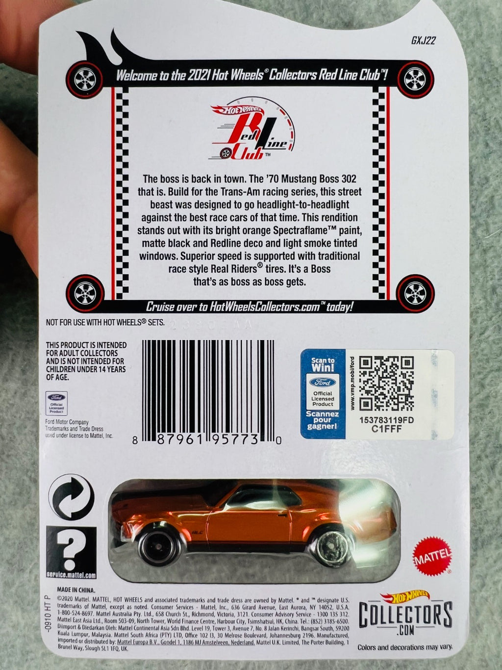 🇺🇸🇺🇸Hot Wheels '70 Mustang Boss 302 Orange RLC Club Exclusive H29🇺🇸🇺🇸