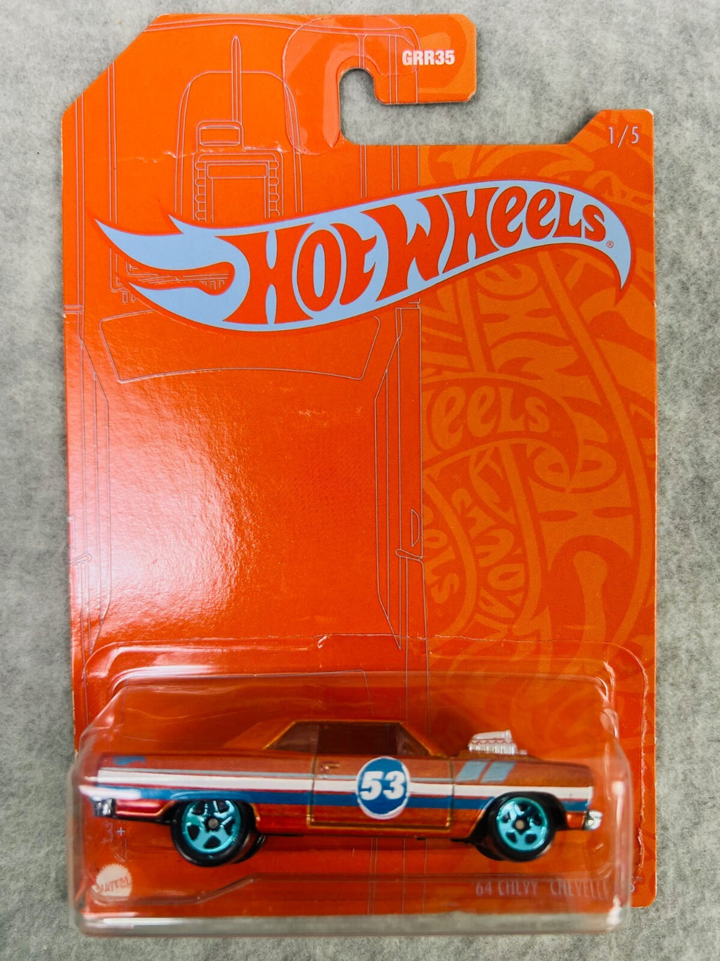 🔥🔥🔥 Hot Wheels 53rd Anniversary Orange & Blue 64 Chevy Chevelle SS H24🔥🔥🔥