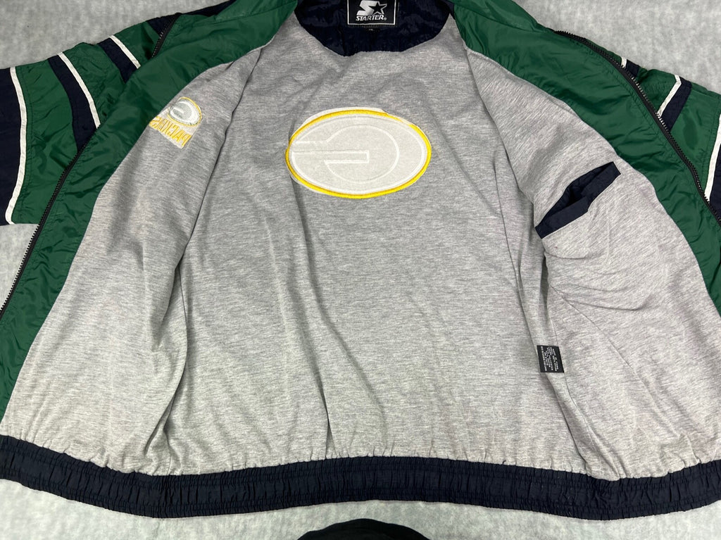 Vintage NFL STARTER Green Bay Packers Full Zip-Up Windbreaker Men's Sz XL