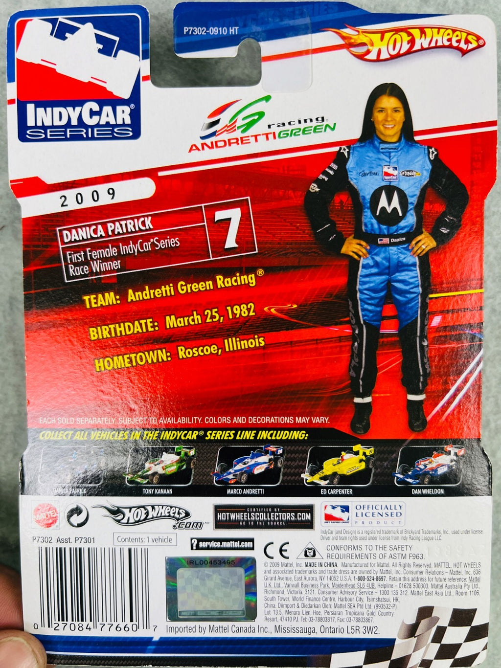 🏁🏁Hot Wheels IndyCar DANICA PATRICK #7 Motorola Indy Car 2009🏁🏁