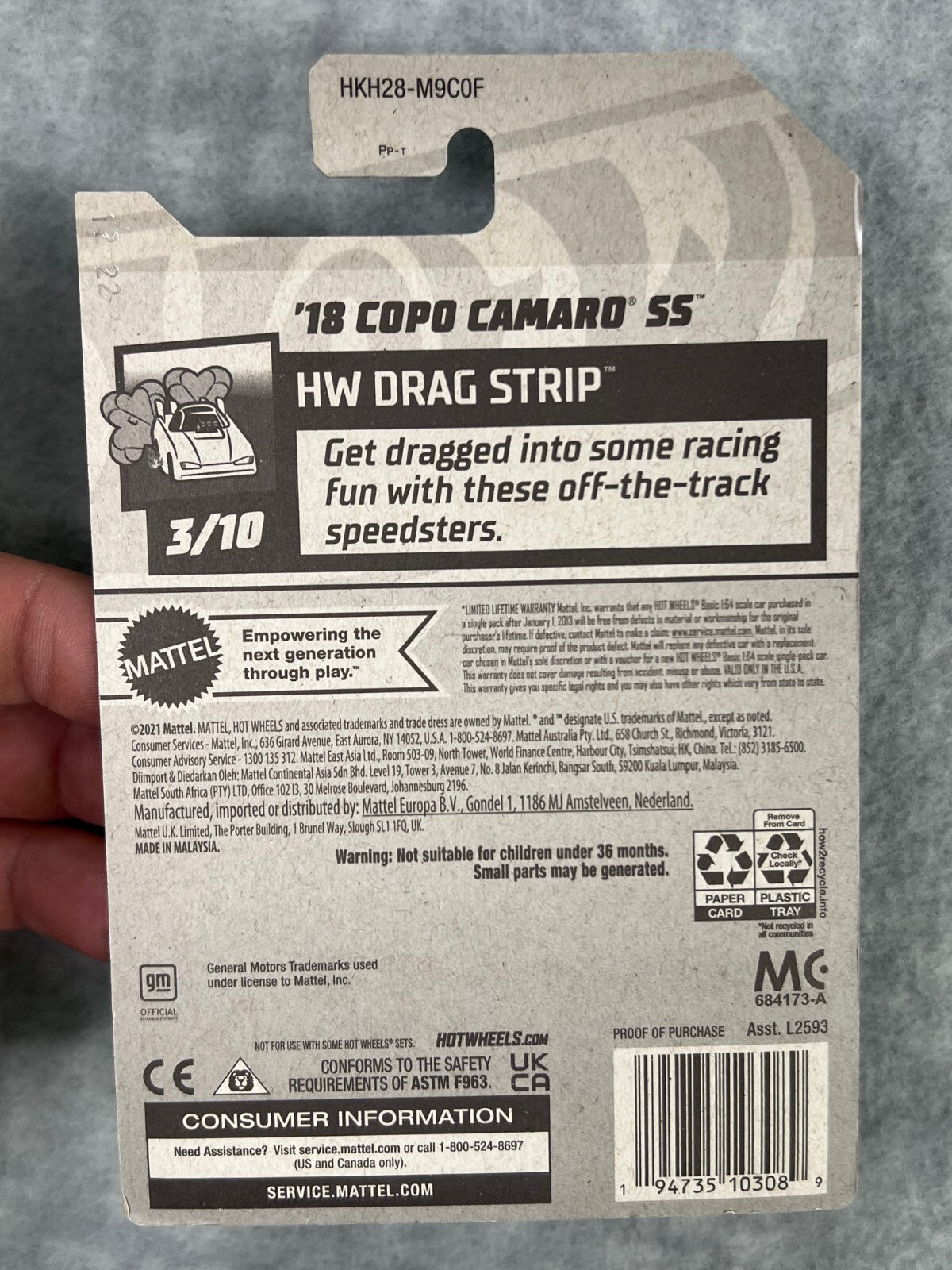 🇺🇸🇺🇸🇺🇸Hot Wheels HW Drag Strip ‘18 Copo Camaro SS White H24🇺🇸🇺🇸🇺🇸