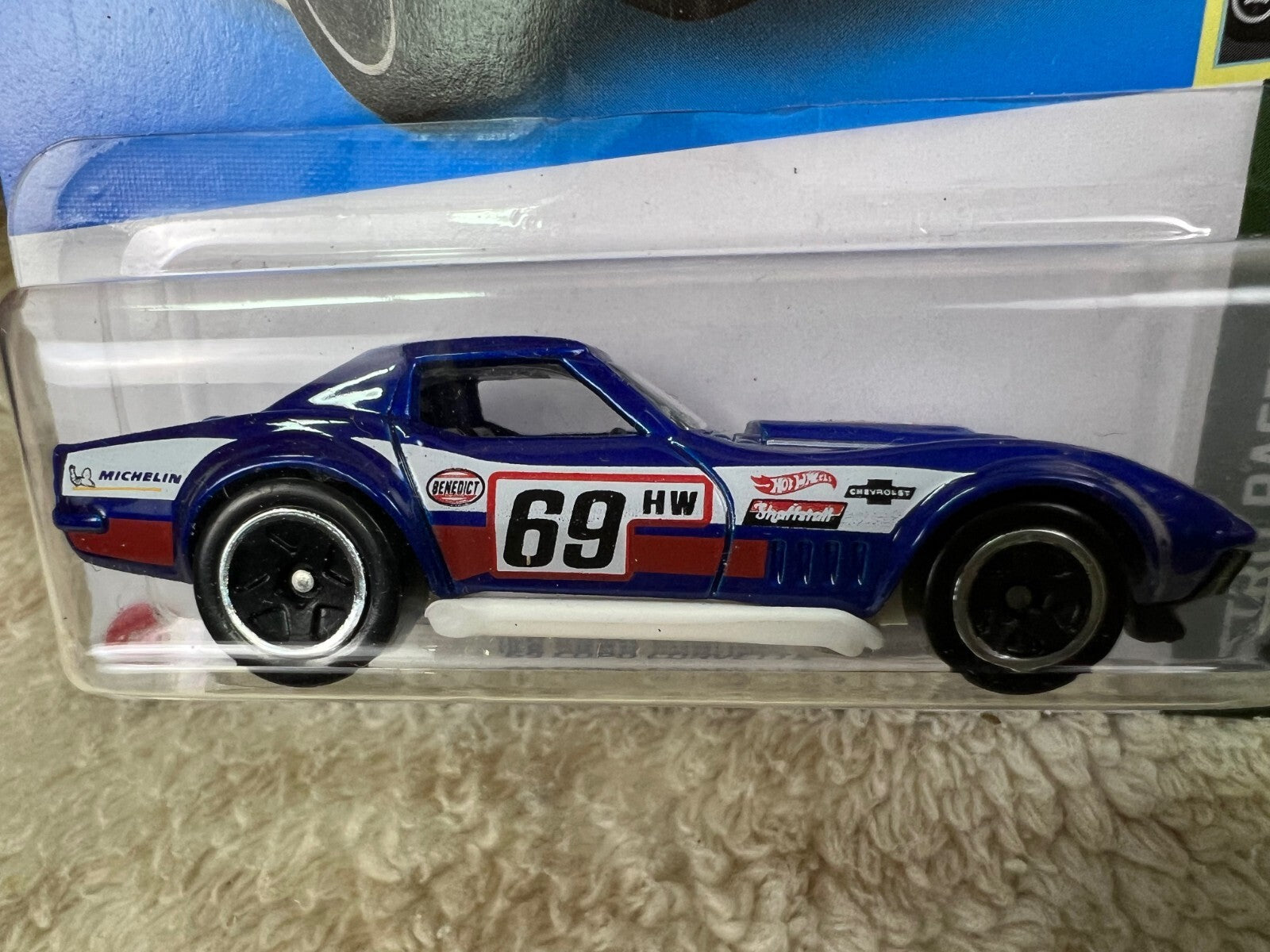 🇺🇸Hot Wheels '69 COPO Corvette Blue Red & White Stripes Retro Racers HW19🇺🇸