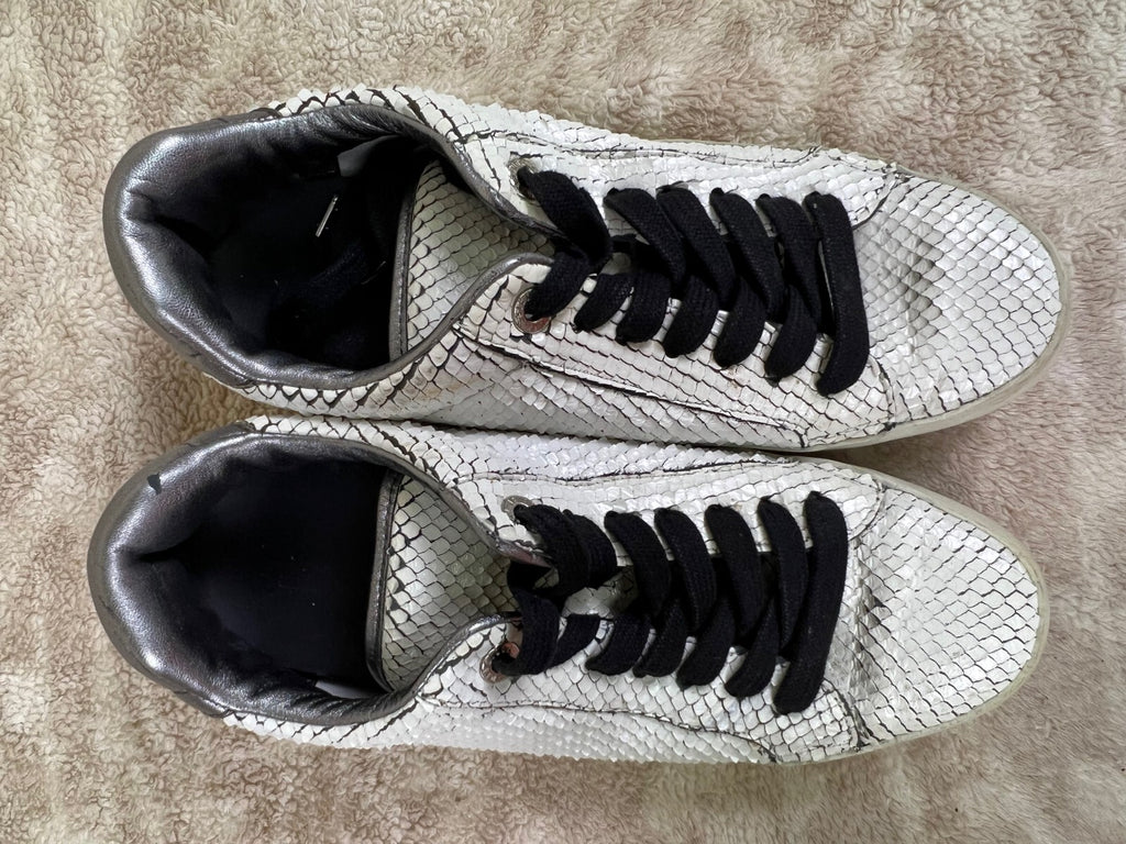 🐍Zadig & Voltaire White Leather Snakeskin Sneakers shoes EU 40  US 9 WOMENS🐍