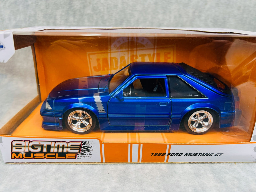 🐎🐎Jada Bigtime Muscle 1989 Ford Mustang GT 5.0  Diecast Model Blue 1:24🐎🐎
