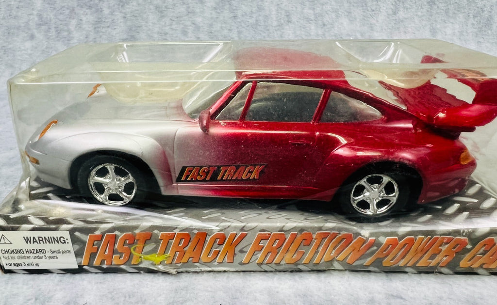 🔥🔥🔥🔥Fast Track Friction Power Car Porse Red and Grey 8"🔥🔥🔥🔥