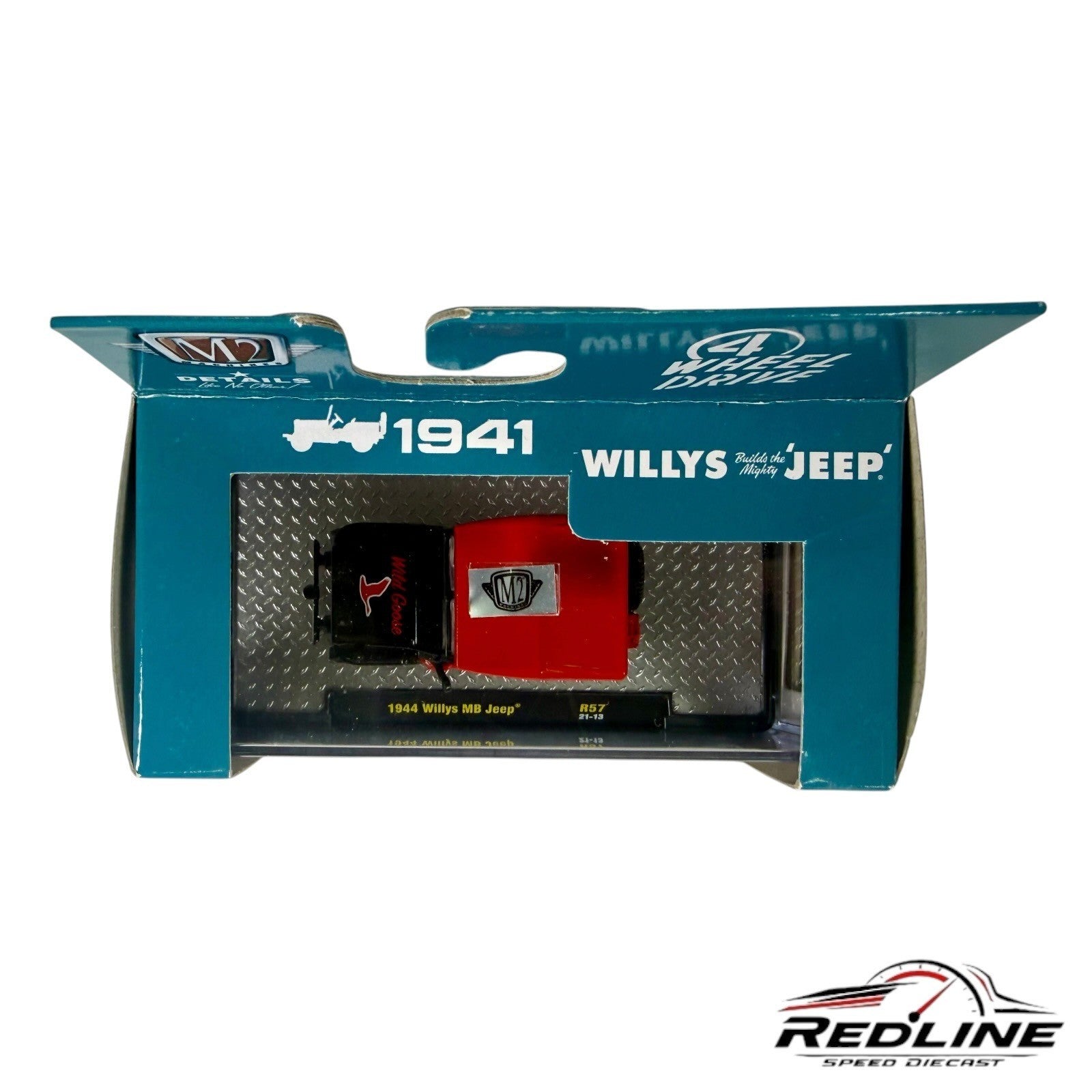 🎌🎌M2 Machines 1944 Willys MB Jeep Chase Red/Black Sealed 1:64 H15🎌🎌