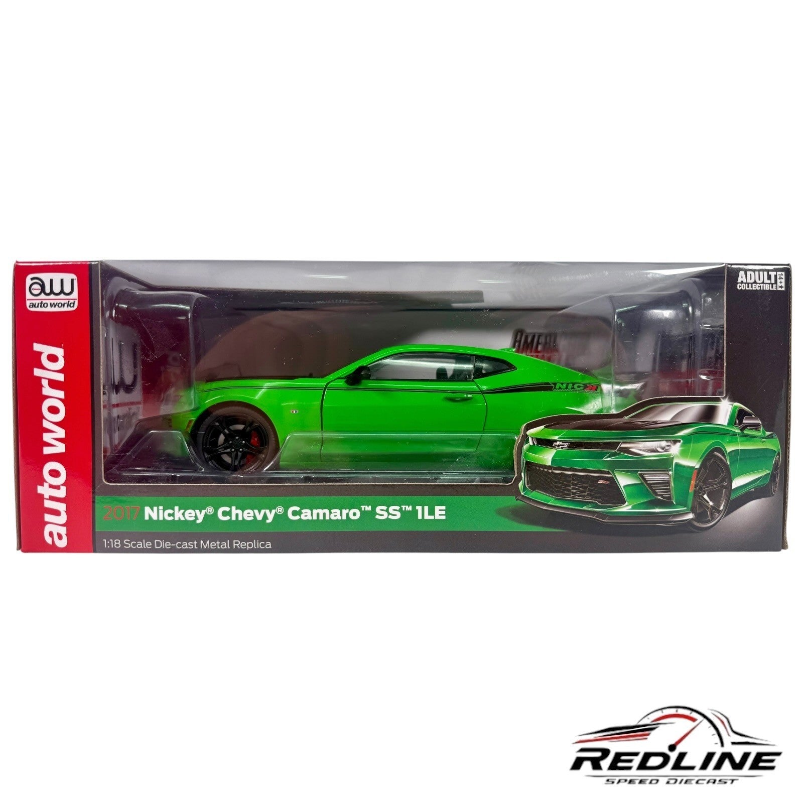 🇺🇸Auto World AMERICAN MUSCLE 2017 CHEVROLET CAMARO SS 1LE NICKEY 1:18 C3🇺🇸