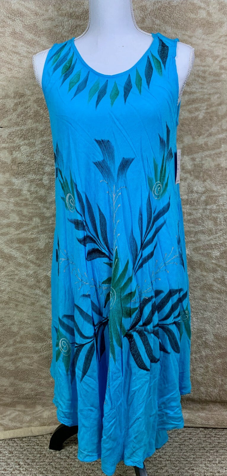 ****SR FASHIONS WOMENS DRESS BLUE WITH FLORAL DESIGN NEW WITH TAGS FREE SIZE****