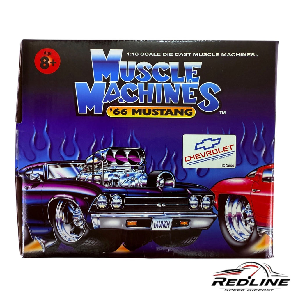 🇺🇸🇺🇸Muscle Machines 1966 Mustang Blue White Stripes 1:18 TV🇺🇸🇺🇸