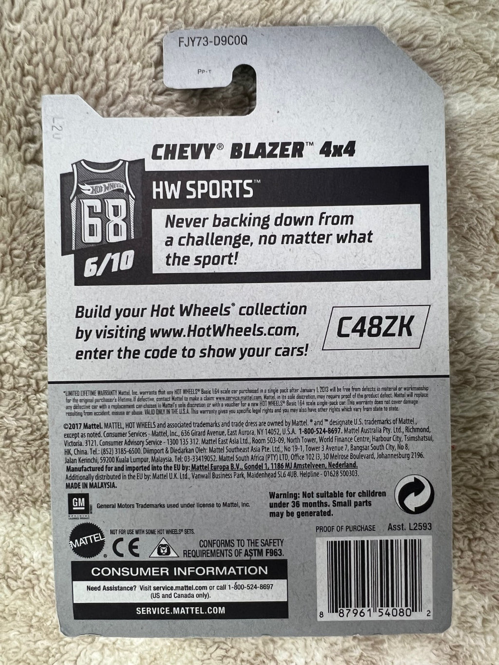 🏈🏈🏈🏈Hot Wheels  Kmart Exclusive 6/10 HW Sports Chevy Blazer 4X4 HW19🏈🏈🏈🏈