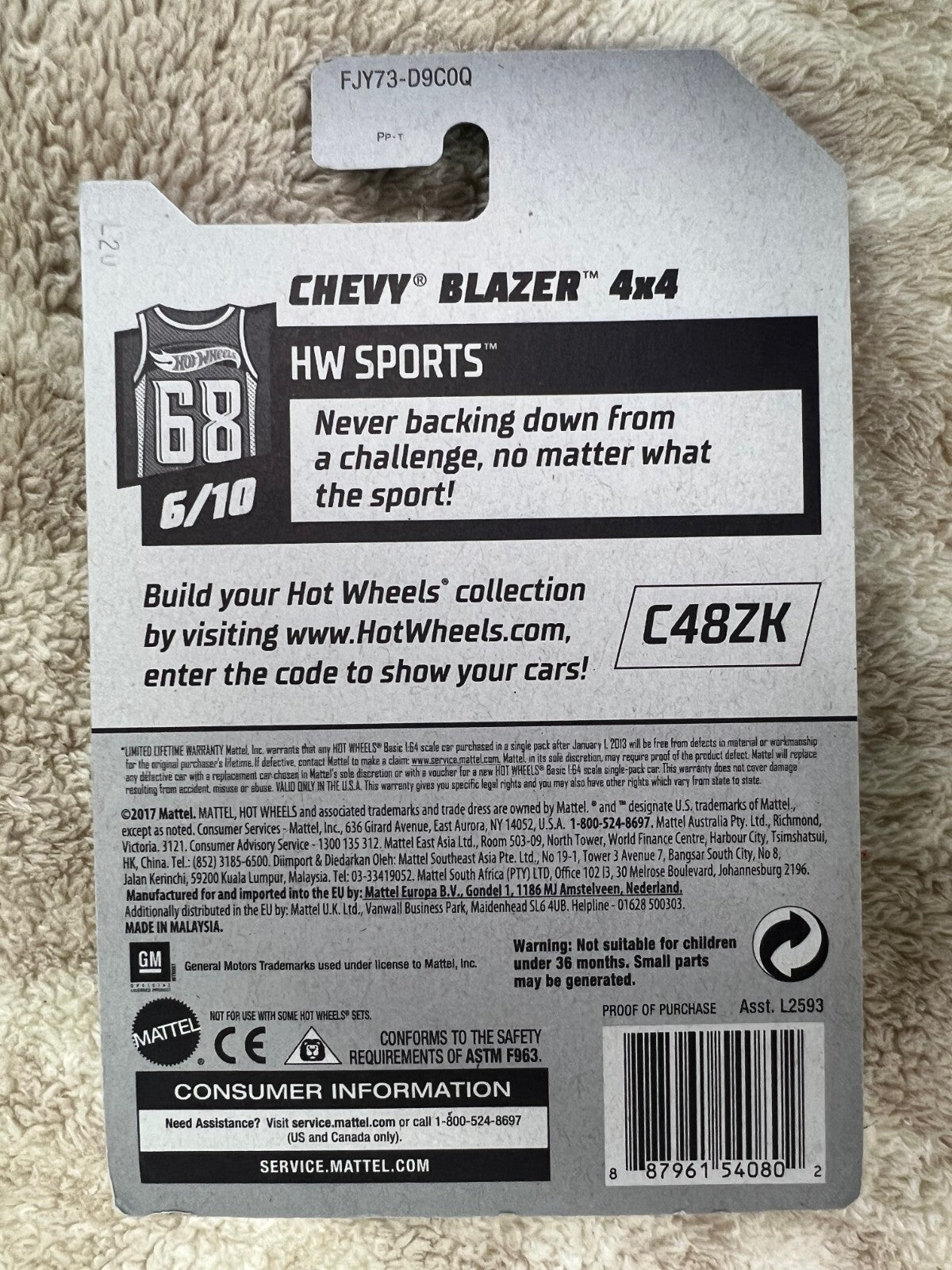 🏈🏈🏈🏈Hot Wheels  Kmart Exclusive 6/10 HW Sports Chevy Blazer 4X4 HW19🏈🏈🏈🏈