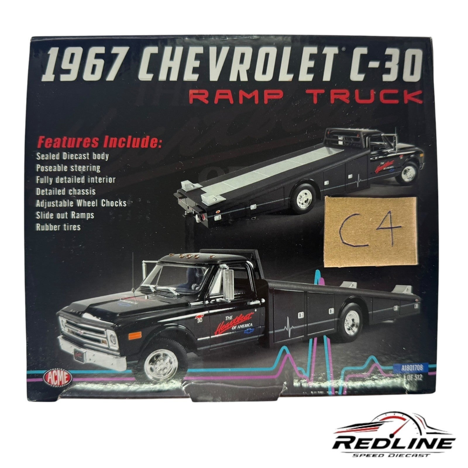 🇺🇸ACME 1967 Chevrolet C30 Ramp Truck THE HEARTBEAT OF AMERICA 1:18 C4🇺🇸