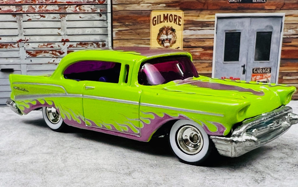 🇺🇸Hot Wheels Wayne's Garage Chase '57 CHEVY Bel Air Green/Purple C19🇺🇸
