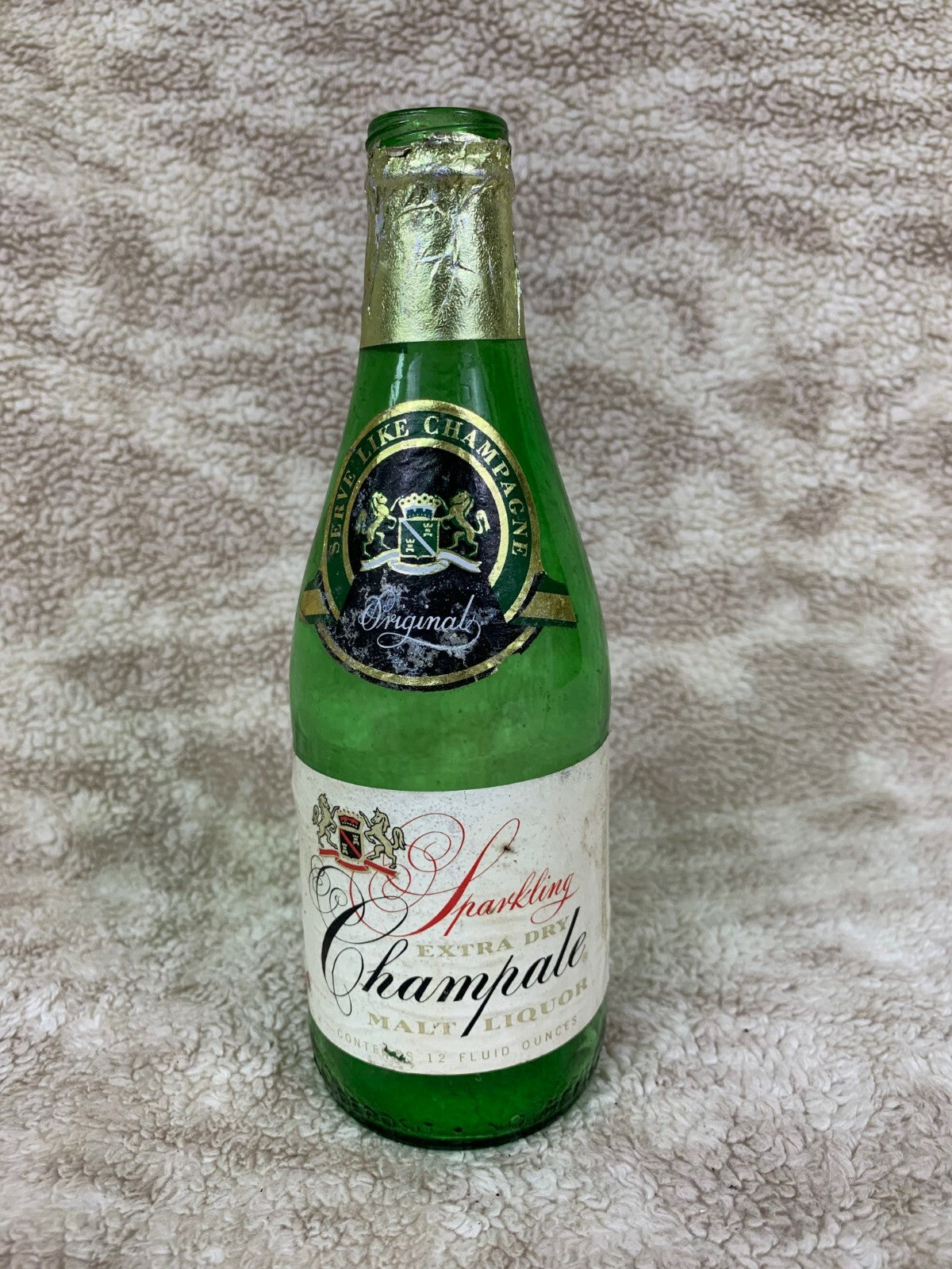 🥃🥃Sparkling Extra Dry Chample Malt Liquor Glass Bottle Empty Barware BB02🥃🥃