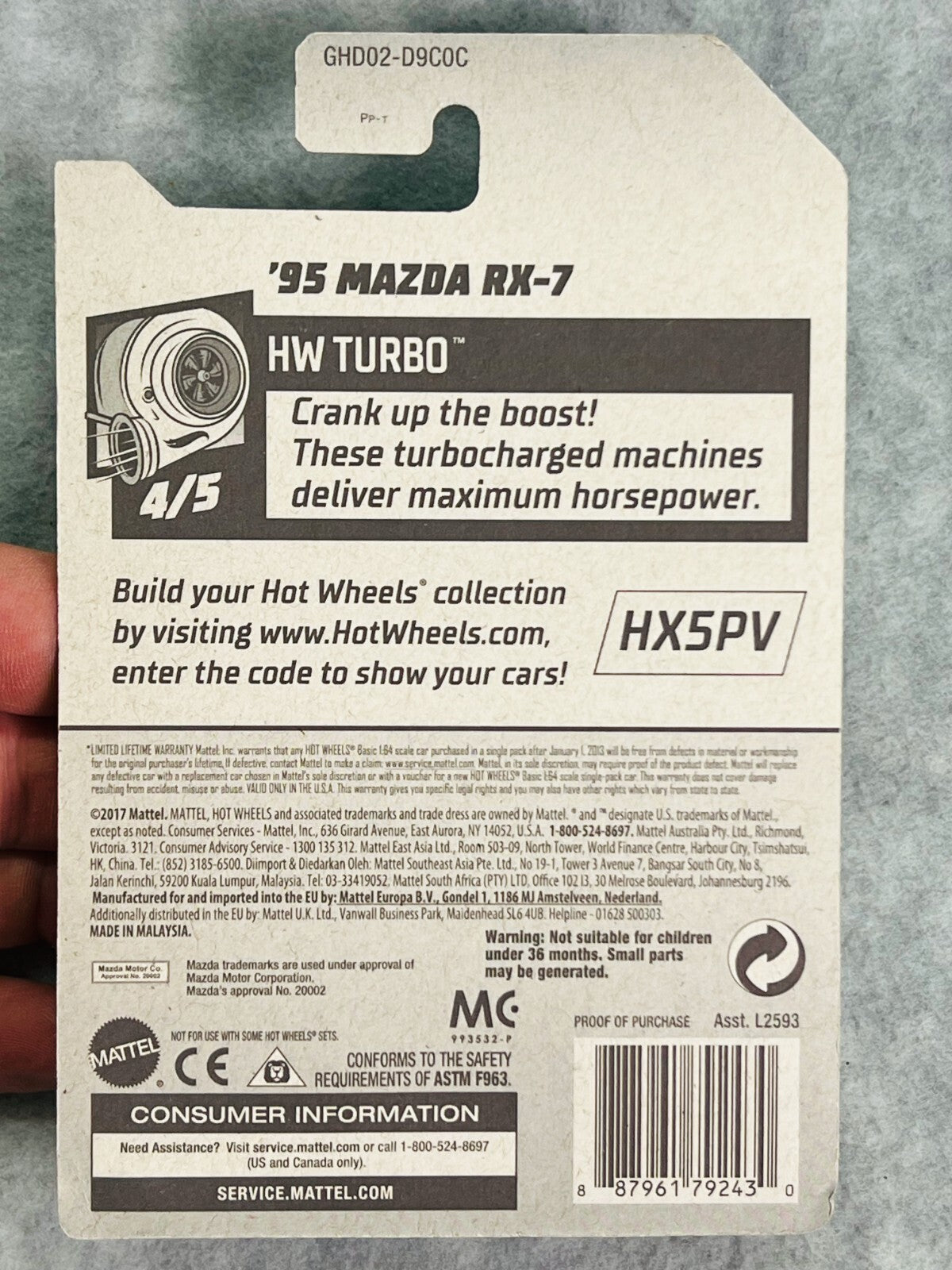 🎌🎌🎌Hot Wheels HW Turbo Orange ‘95 Mazda RX-7 H25🎌🎌🎌