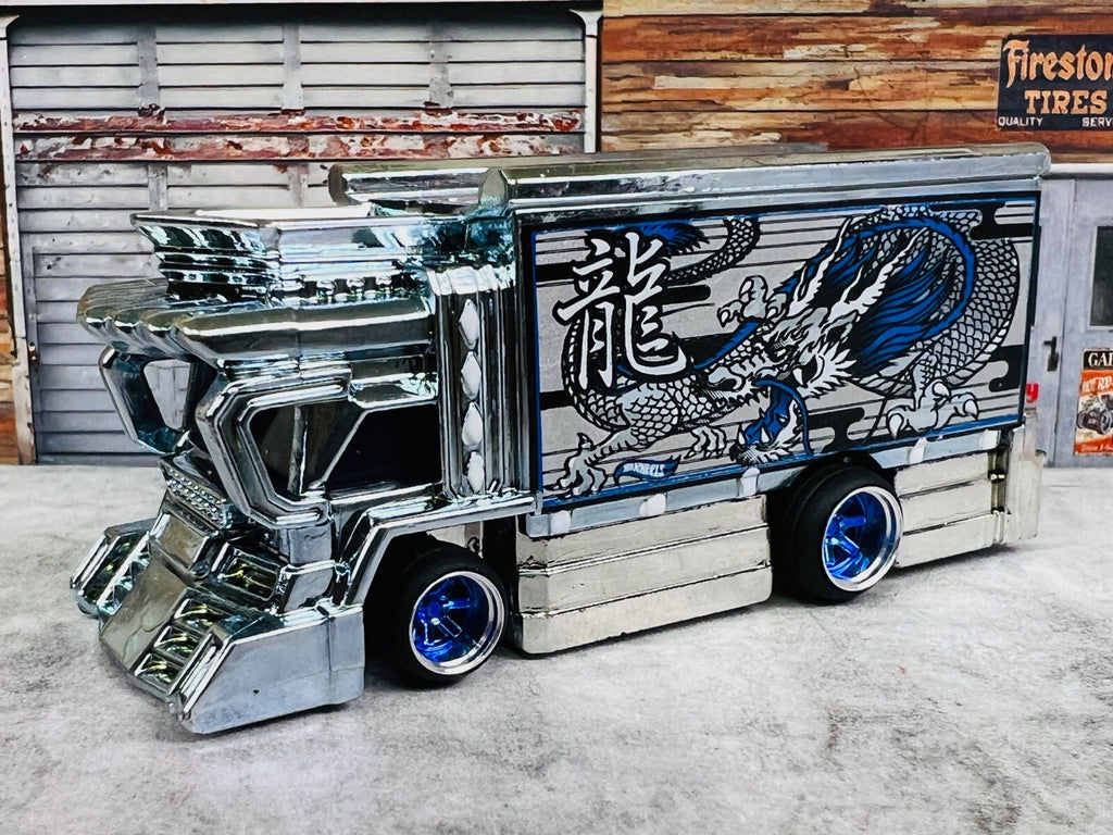 🎌🎌🎌Hot Wheels BLUE & Chrome Raijin Express Real Riders C19🎌🎌🎌