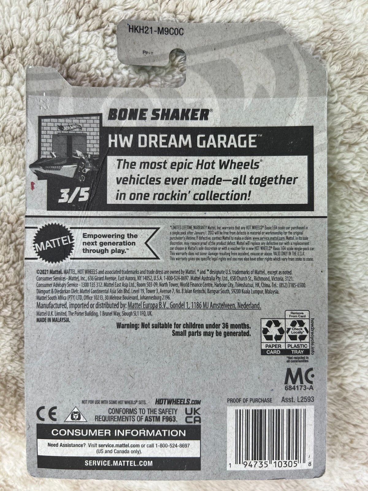 🇺🇸🇺🇸Hot Wheels Bone Shaker Car Black 60/250 Dream Garage HW19🇺🇸🇺🇸