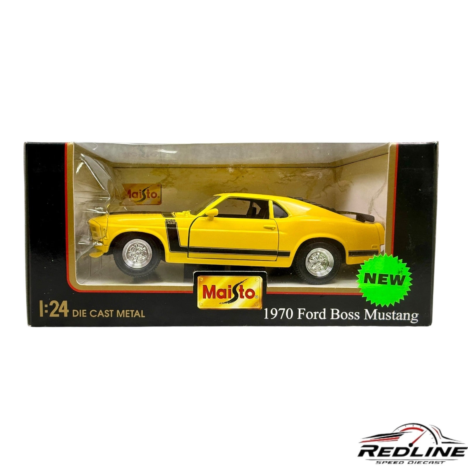 🐎🐎🐎Maisto Special Edition Yellow 1970 Boss 302 Mustang 1/24 Diecast🐎🐎🐎