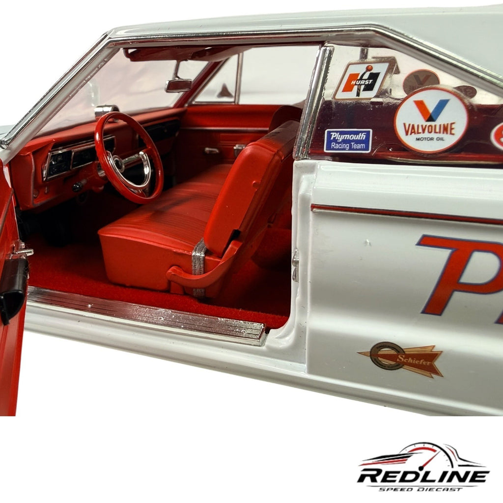🦅🦅ACME 1967 Plymouth Belvedere II Super Stock WHITE  1:18 C1🦅🦅