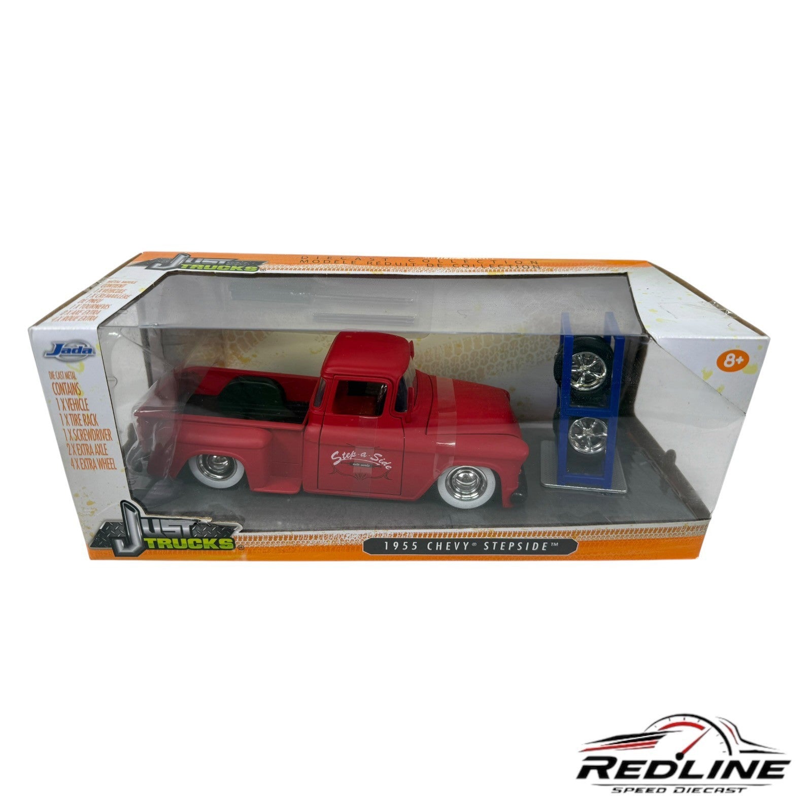 🦅🦅Jada Toy Just Trucks Red 1955 Chevrolet Stepside Model 1:24D1🦅🦅