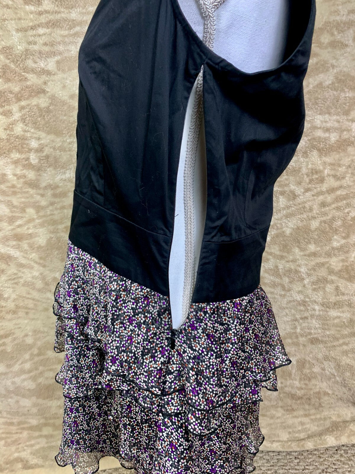 ******THE LIMITED WOMENS DRESS BLACK/MULTI COLORED RUFFLED BOTTOM SIZE 10*******