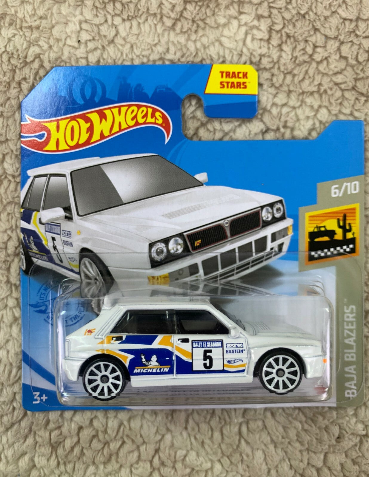 2018 Hot Wheels Lancia Delta Integrale SHORT CARD (White) BAJA BLAZERS 6/10 HW05